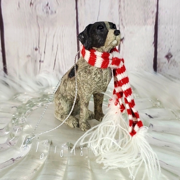 Other - Realistic Winter English Pointer Dog Pup Puppy Resin Christmas Holiday Ornament